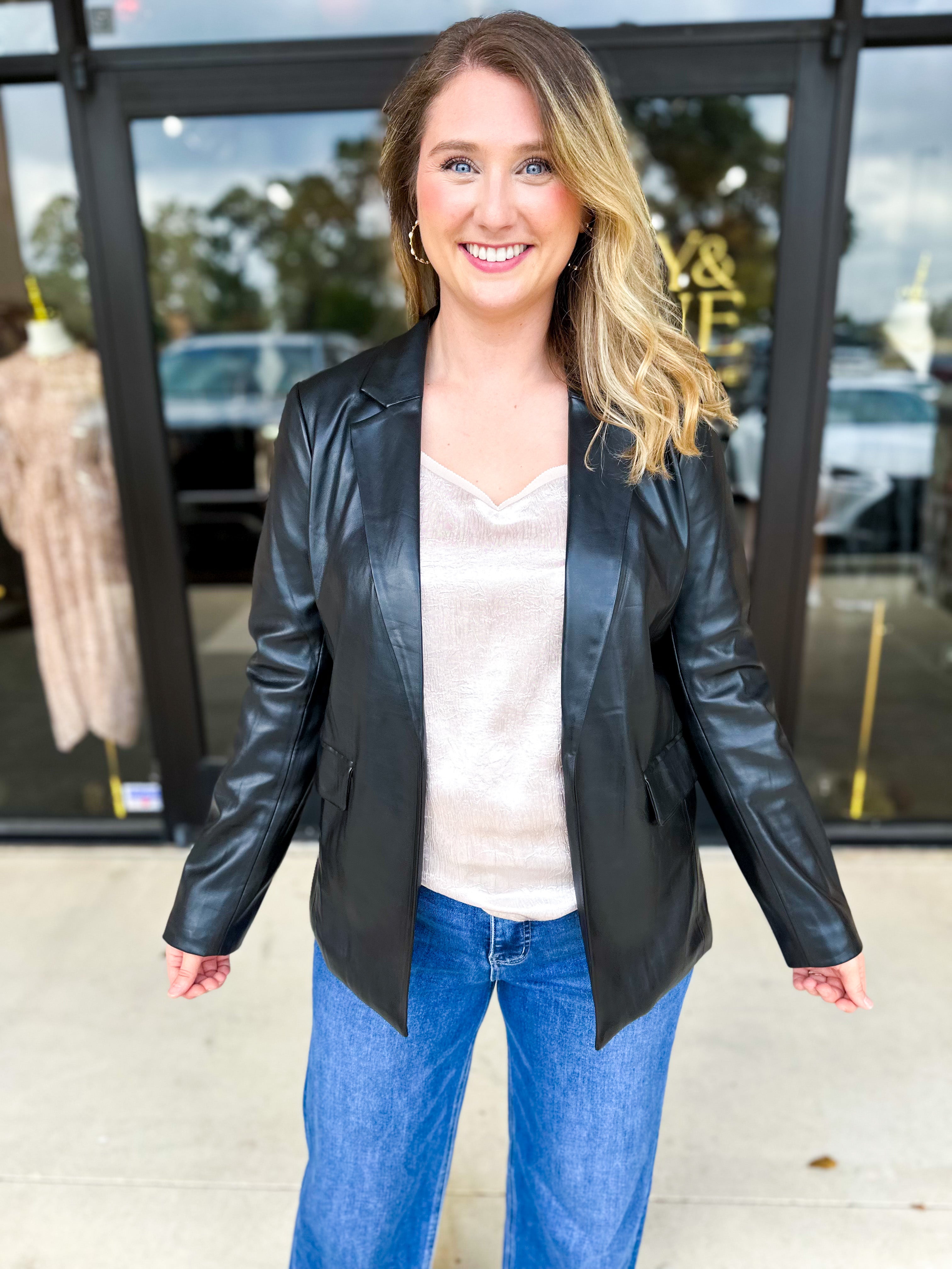 The Girlfriend Blazer-600 Outerwear-SKIES ARE BLUE-July & June Women's Fashion Boutique Located in San Antonio, Texas