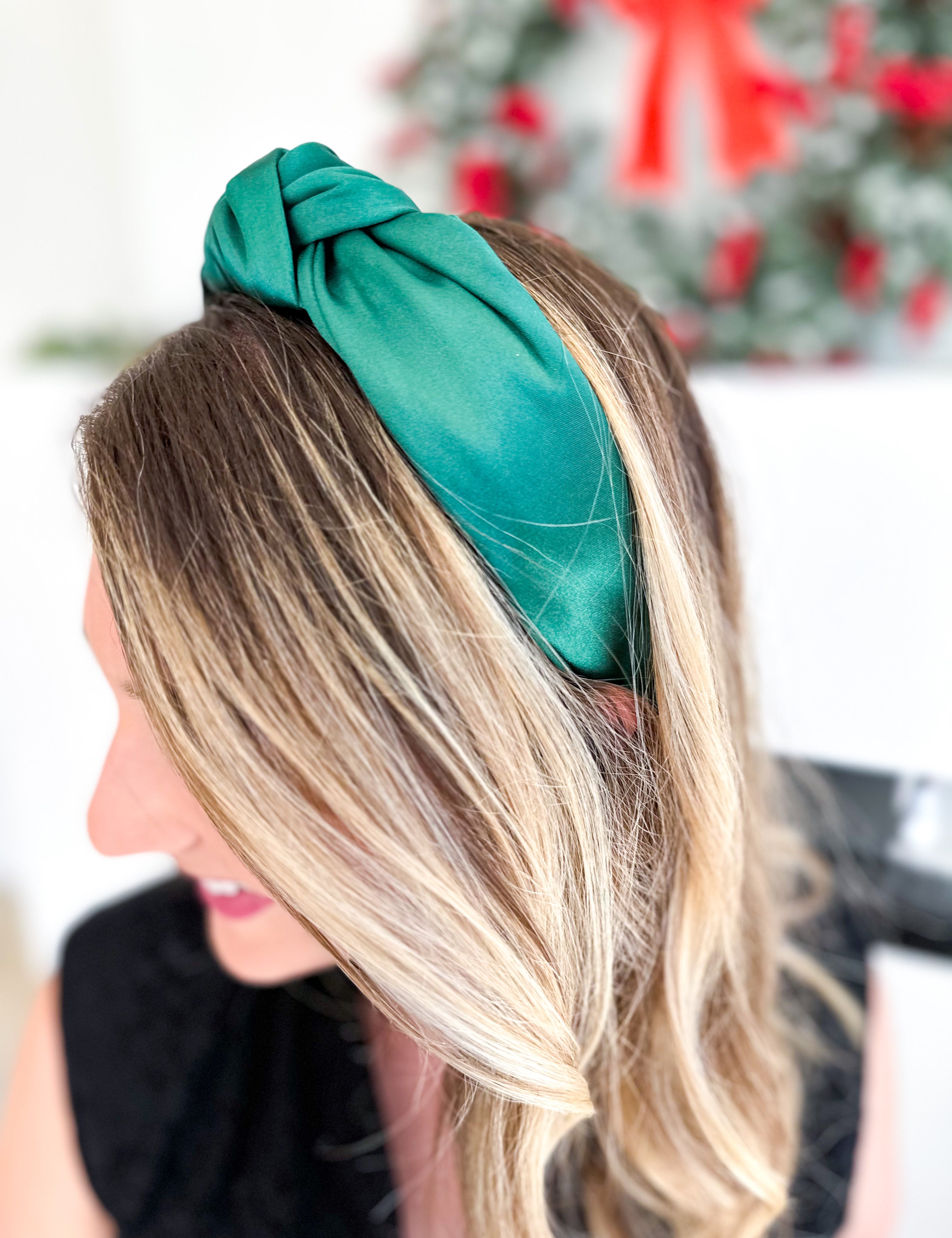 Satin Knotted Headband - Green-130 Accessories-SHIRALEAH-July & June Women's Fashion Boutique Located in San Antonio, Texas