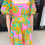 Bold Print Pink & Orange Mini Dress-510 Mini-PEACH LOVE-July & June Women's Fashion Boutique Located in San Antonio, Texas