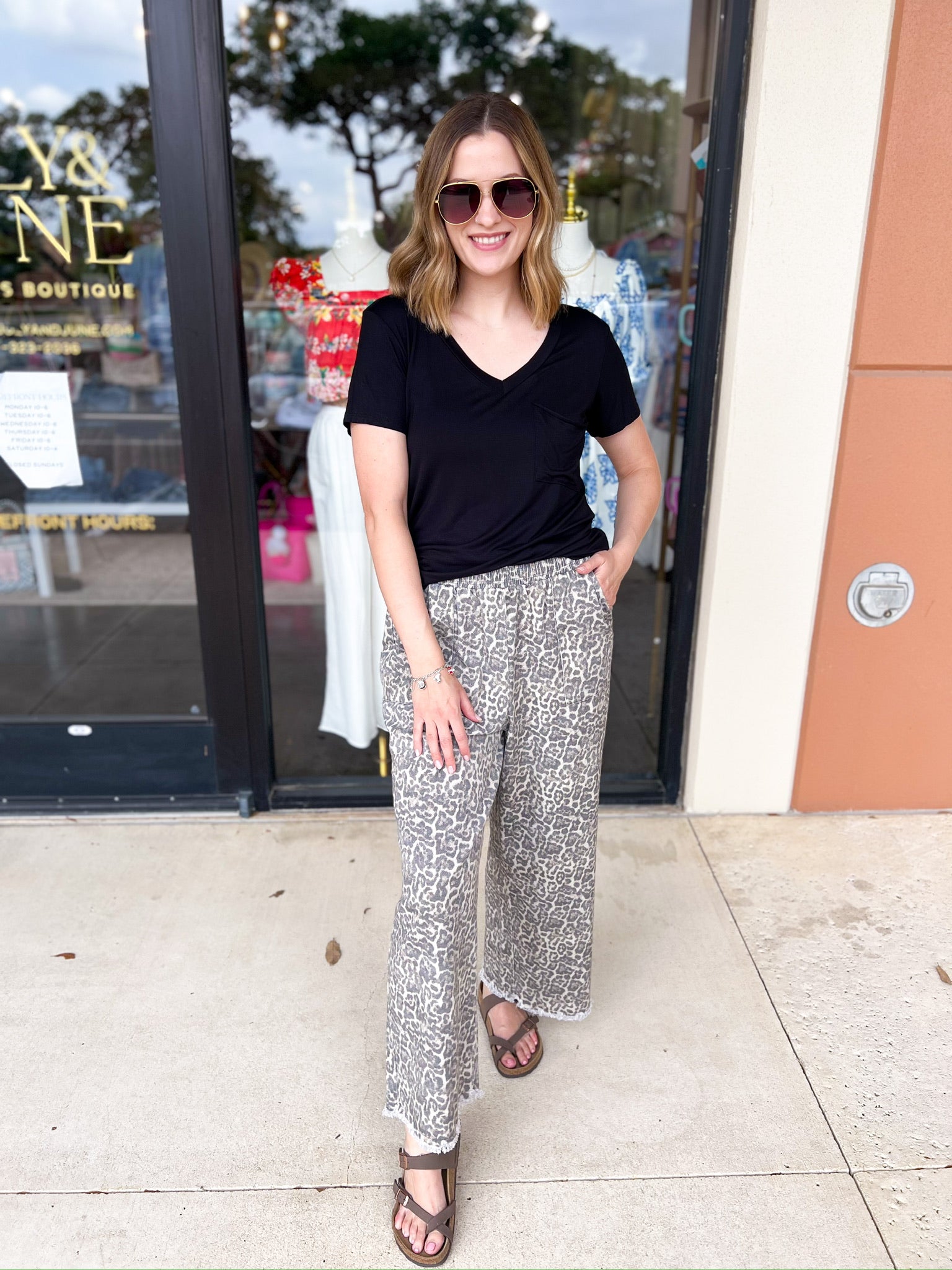 Essential V-Neck Tee - Black-210 Casual Blouses-ADRIENNE-July & June Women's Fashion Boutique Located in San Antonio, Texas