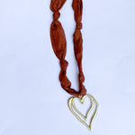 Scarf Necklace - Rust Open Heart-110 Jewelry & Hair-HART DESIGNS-July & June Women's Fashion Boutique Located in San Antonio, Texas