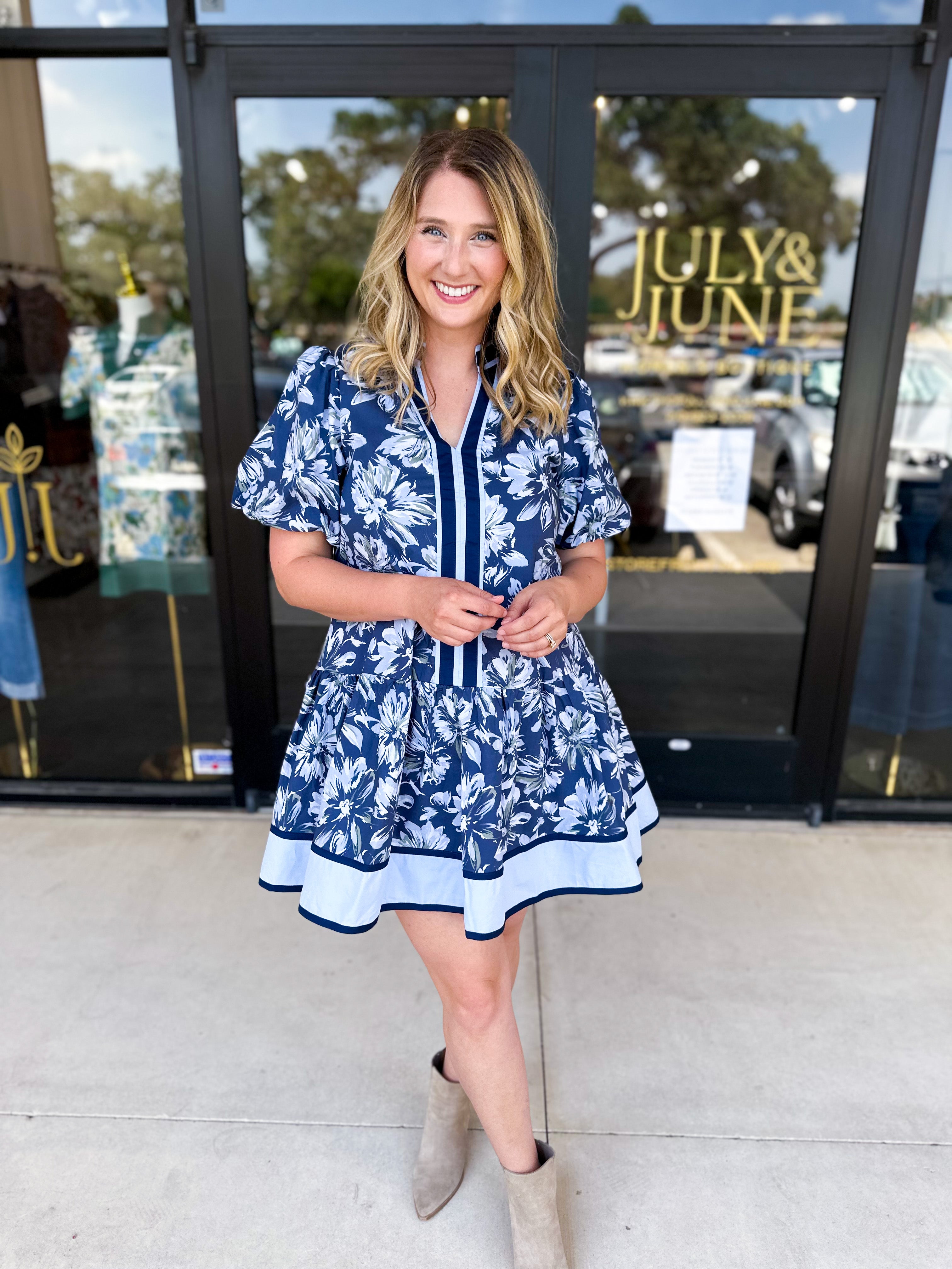 The Layla Mini Dress - Navy-510 Mini-ENTRO-July & June Women's Fashion Boutique Located in San Antonio, Texas