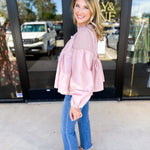 The Lace Details Blouse Long Sleeve - Blush-200 Fashion Blouses-FATE-July & June Women's Fashion Boutique Located in San Antonio, Texas