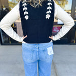 Mauve & Black Knit Floral Vest-600 Outerwear-LISTICLE-July & June Women's Fashion Boutique Located in San Antonio, Texas