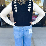 Mauve & Black Knit Floral Vest-600 Outerwear-LISTICLE-July & June Women's Fashion Boutique Located in San Antonio, Texas