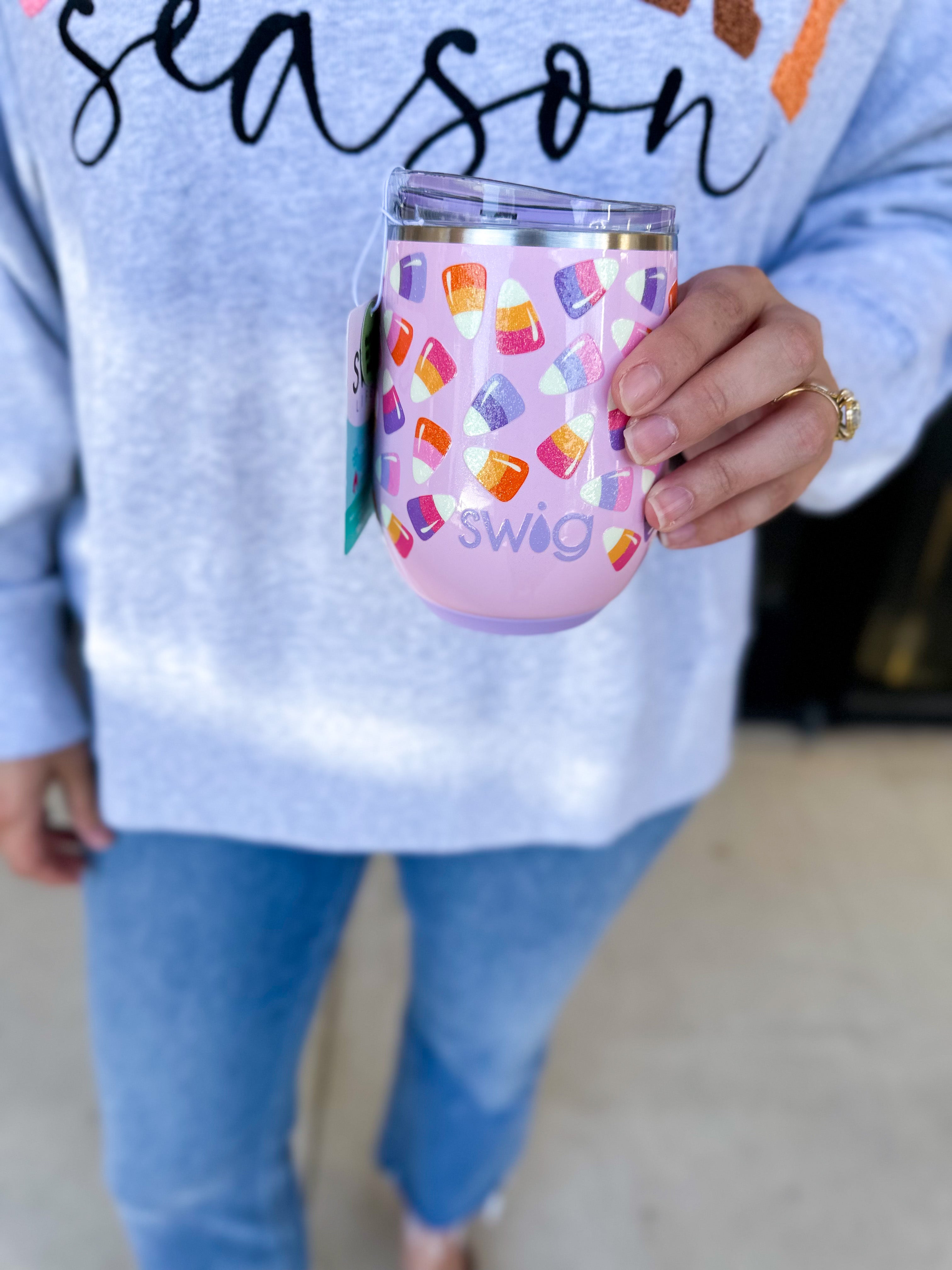 SWIG - Candy Corn Stemless Wine Cup 12oz-140 Gifts + Home-SWIG-July & June Women's Fashion Boutique Located in San Antonio, Texas