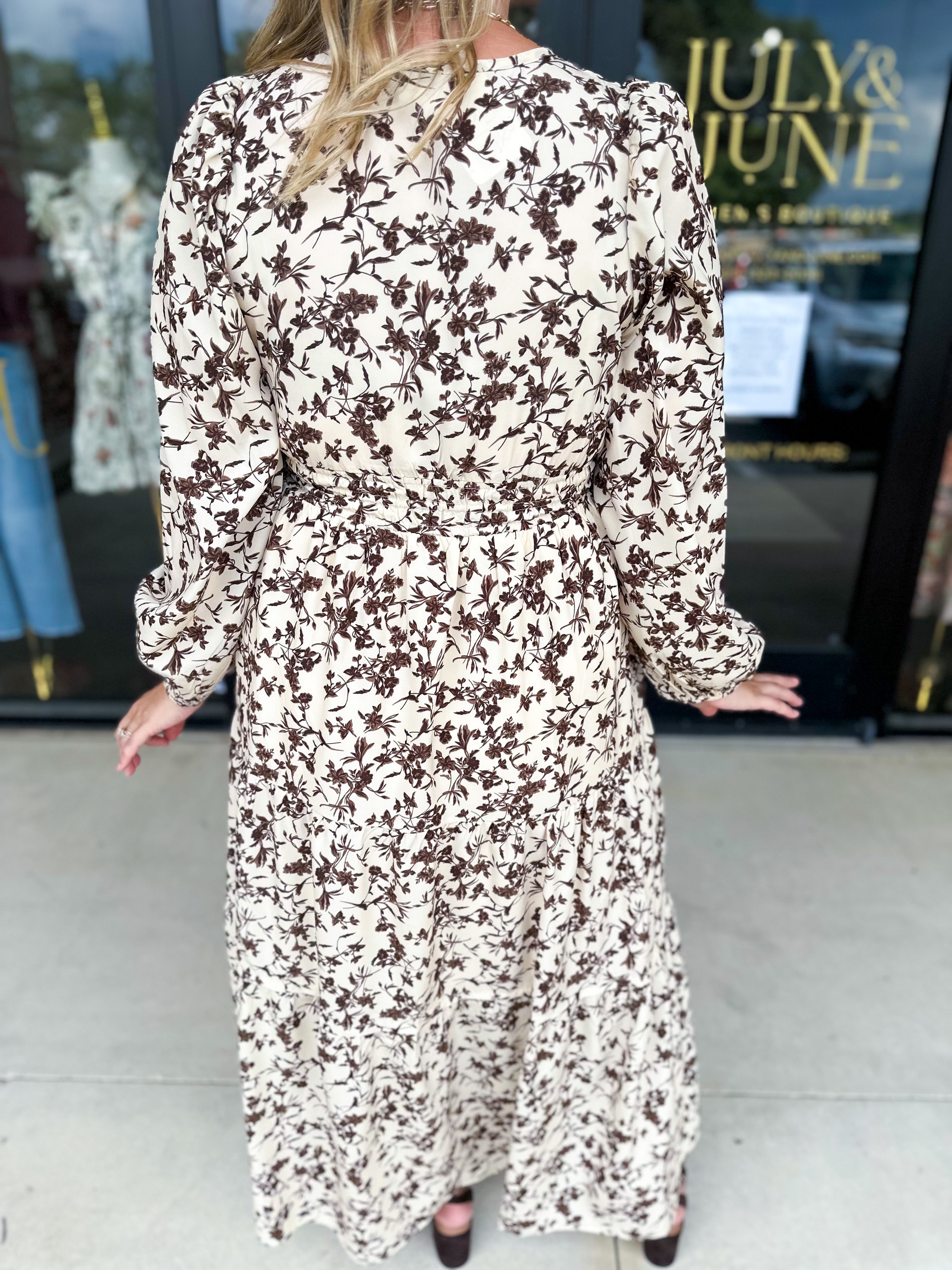 Fall Days Floral Midi Dress-500 Midi-POLOGRAM-July & June Women's Fashion Boutique Located in San Antonio, Texas