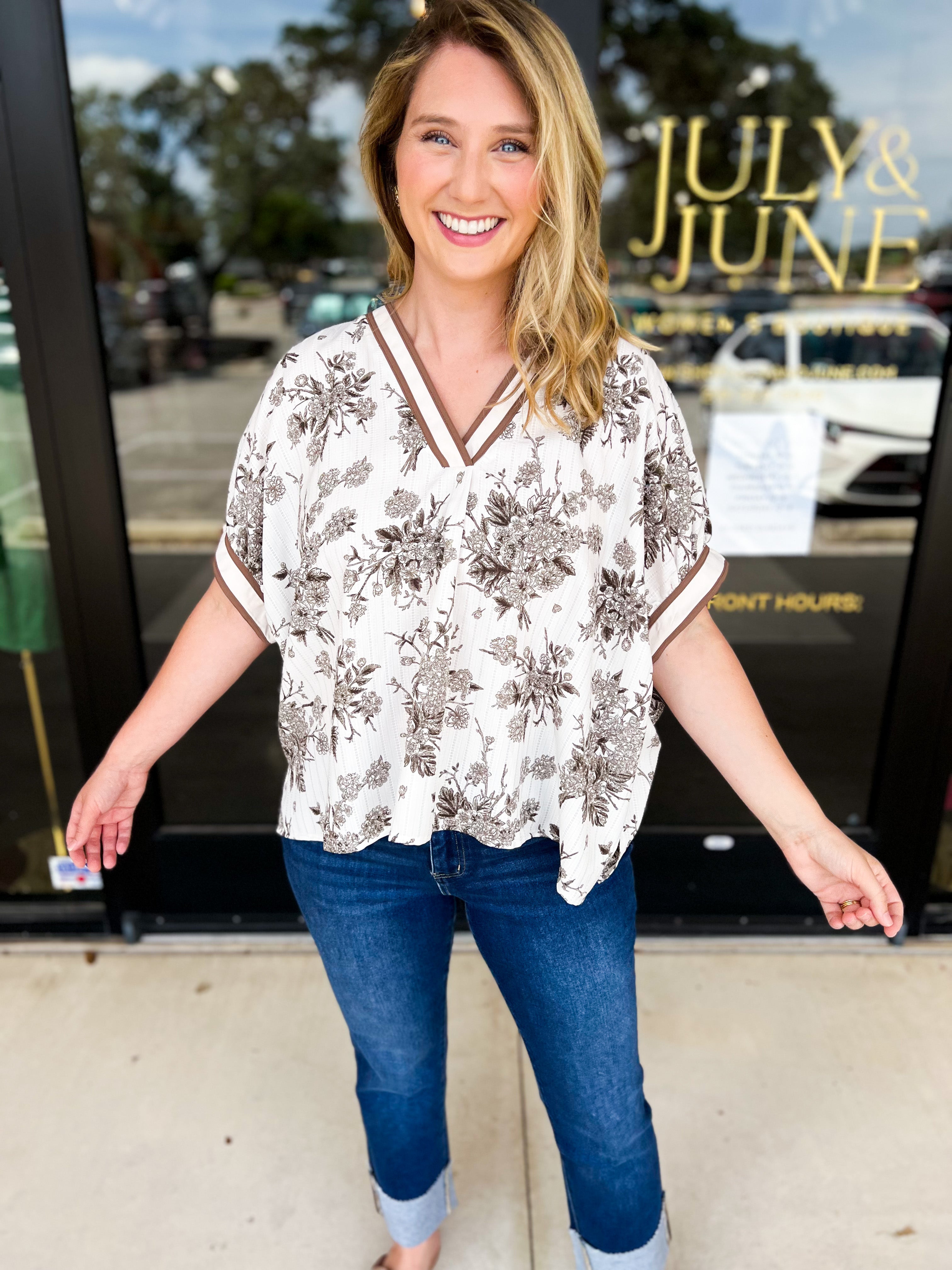 The Briar Blouse - Mocha-200 Fashion Blouses-ENTRO-July & June Women's Fashion Boutique Located in San Antonio, Texas