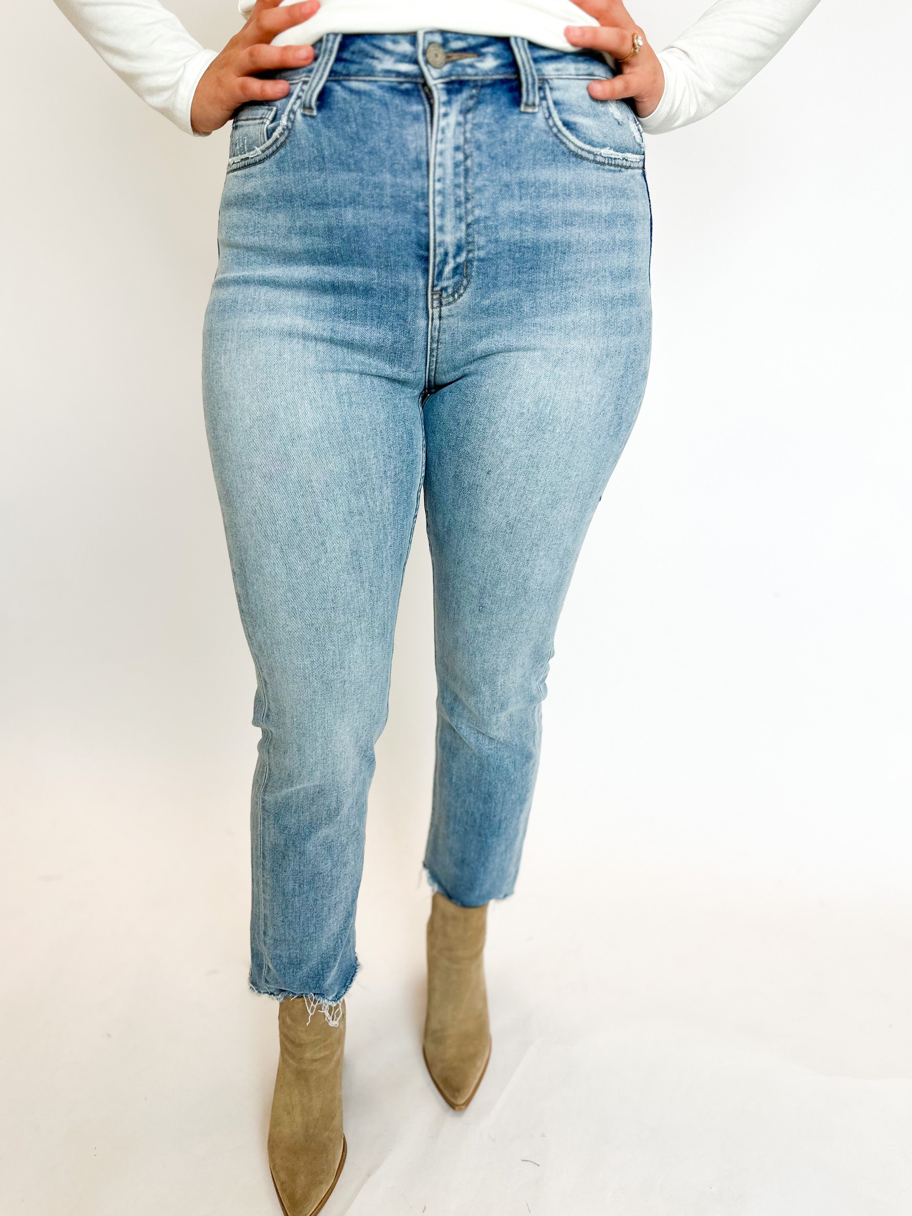 Vervet Super High Rise Crop Straight Leg Jeans-400 Pants-VEVERT BY FLYING MONKEY-July & June Women's Fashion Boutique Located in San Antonio, Texas