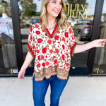 Fall Garden Blouse - Ecru-200 Fashion Blouses-ENTRO-July & June Women's Fashion Boutique Located in San Antonio, Texas