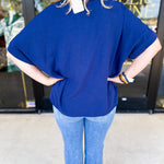 The Everyday Collard Blouse - Navy-200 Fashion Blouses-JODIFL-July & June Women's Fashion Boutique Located in San Antonio, Texas