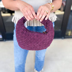 Autumn Woven Genuine Suede Leather Clutch - Wine-130 ACCESSORIES-Moda Luxe-July & June Women's Fashion Boutique Located in San Antonio, Texas