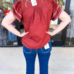 Pumpkin & Pink Crochet Blouse-200 Fashion Blouses-ENTRO-July & June Women's Fashion Boutique Located in San Antonio, Texas