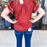 Pumpkin & Pink Crochet Blouse-200 Fashion Blouses-ENTRO-July & June Women's Fashion Boutique Located in San Antonio, Texas