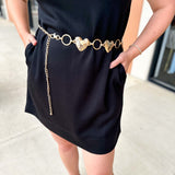 Heart Hammered Link Belt - Gold - One Size-130 ACCESSORIES-Most Wanted USA-July & June Women's Fashion Boutique Located in San Antonio, Texas