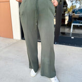 Soft Modal Lounge Pants - Dark Olive-300 Athleisure/Lounge-SKIES ARE BLUE-July & June Women's Fashion Boutique Located in San Antonio, Texas