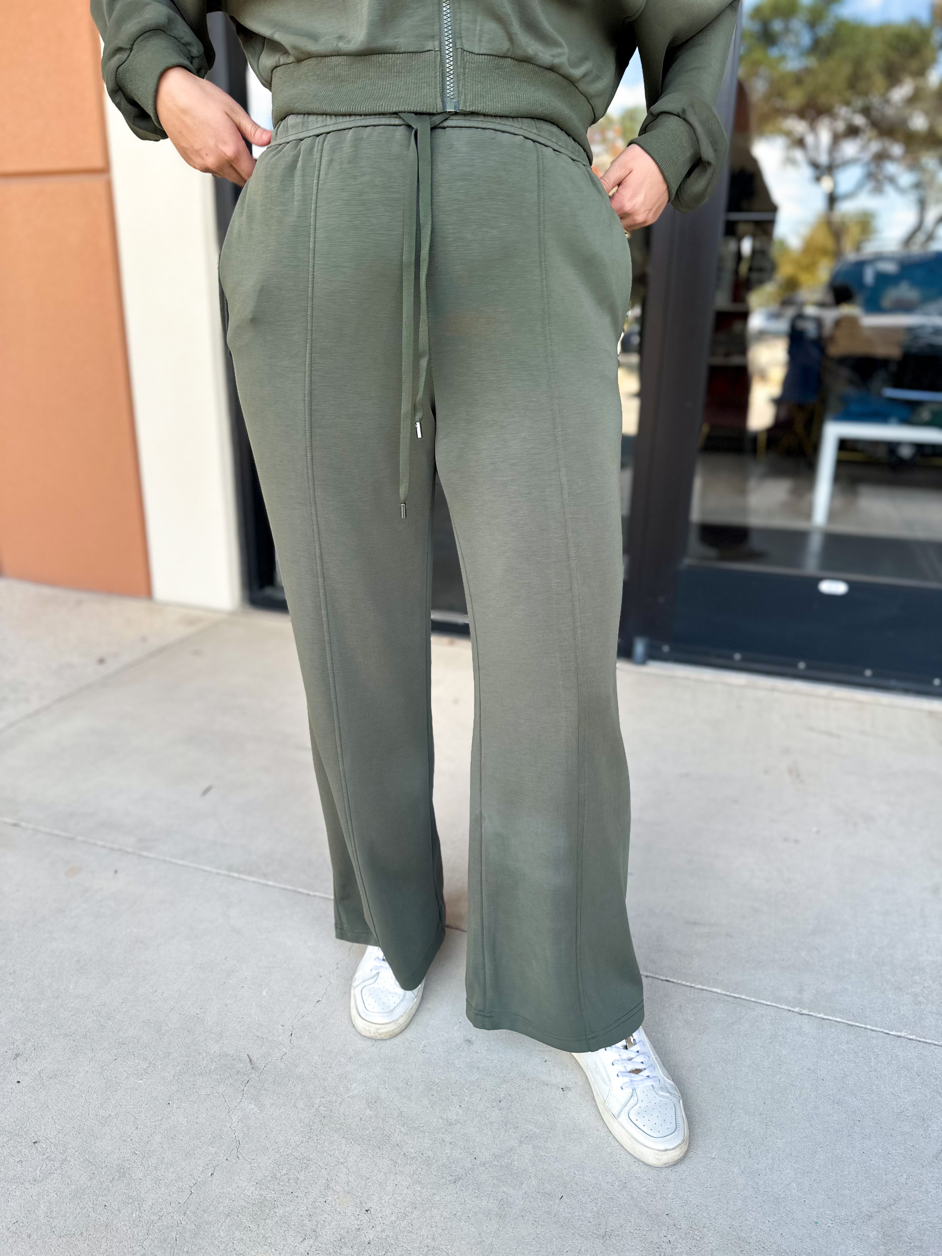 Soft Modal Lounge Pants - Dark Olive-300 Athleisure/Lounge-SKIES ARE BLUE-July & June Women's Fashion Boutique Located in San Antonio, Texas
