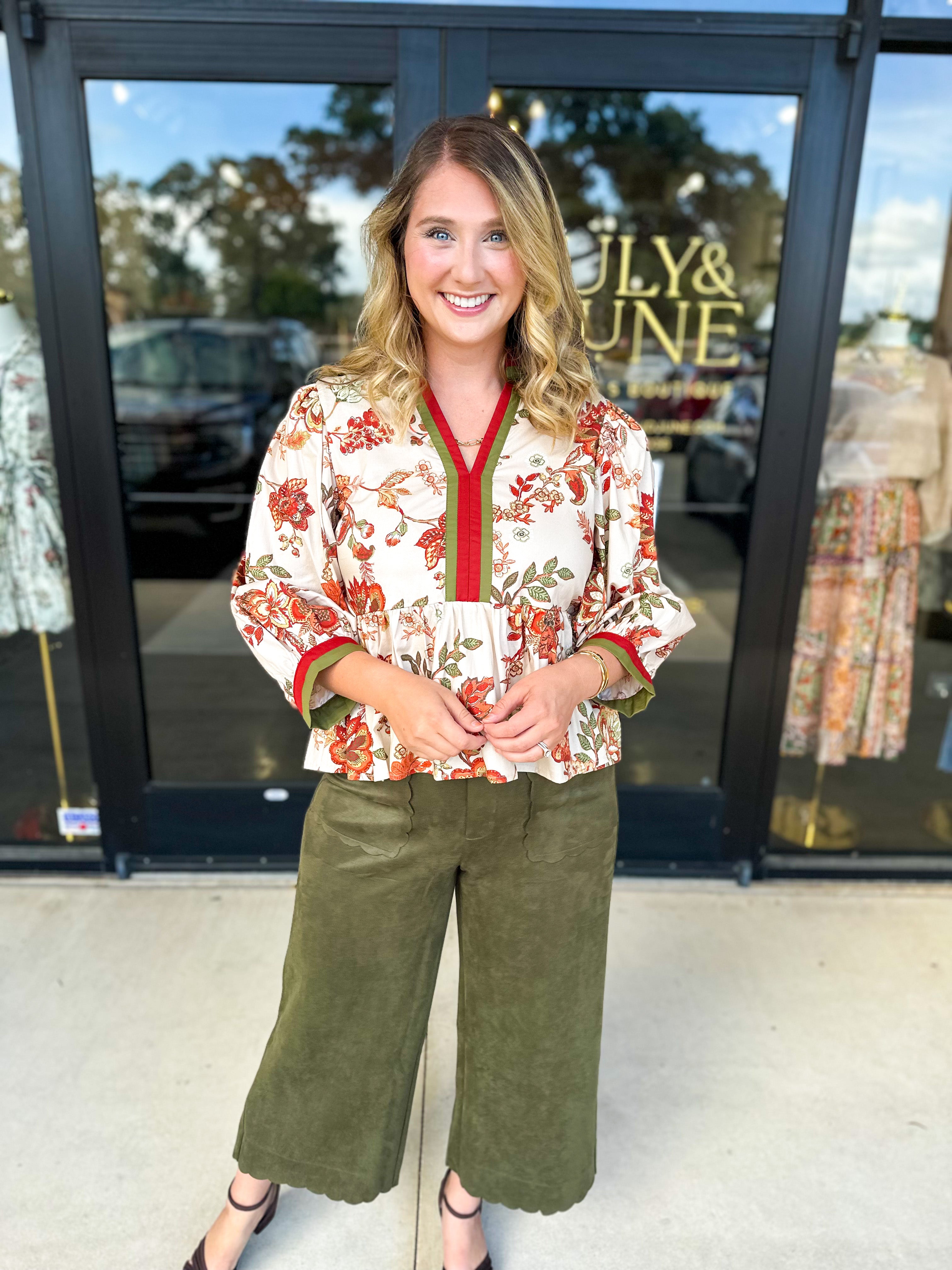The Polly Peplum Blouse-200 Fashion Blouses-ENTRO-July & June Women's Fashion Boutique Located in San Antonio, Texas