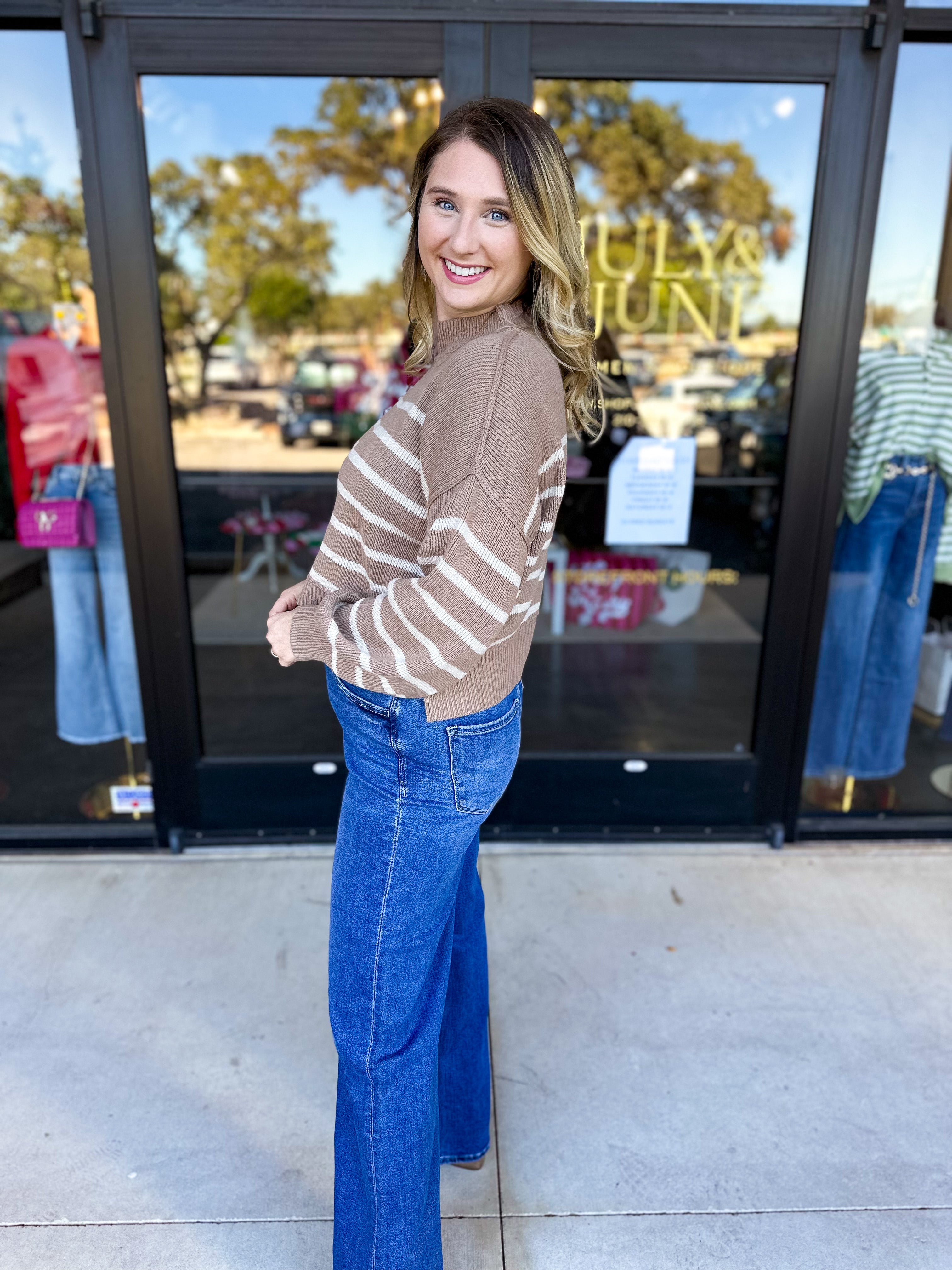 Pink Friday Doorbuster - Mock Neck Sweater Top - Coco - IN STORE-PINK FRIDAY DOORBUSTERS-BLU PEPPER-July & June Women's Fashion Boutique Located in San Antonio, Texas