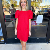 Red Tweed Mini Dress-510 Mini-FATE-July & June Women's Fashion Boutique Located in San Antonio, Texas