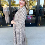 Taupe & Black Midi Dress-500 Midi-POLOGRAM-July & June Women's Fashion Boutique Located in San Antonio, Texas