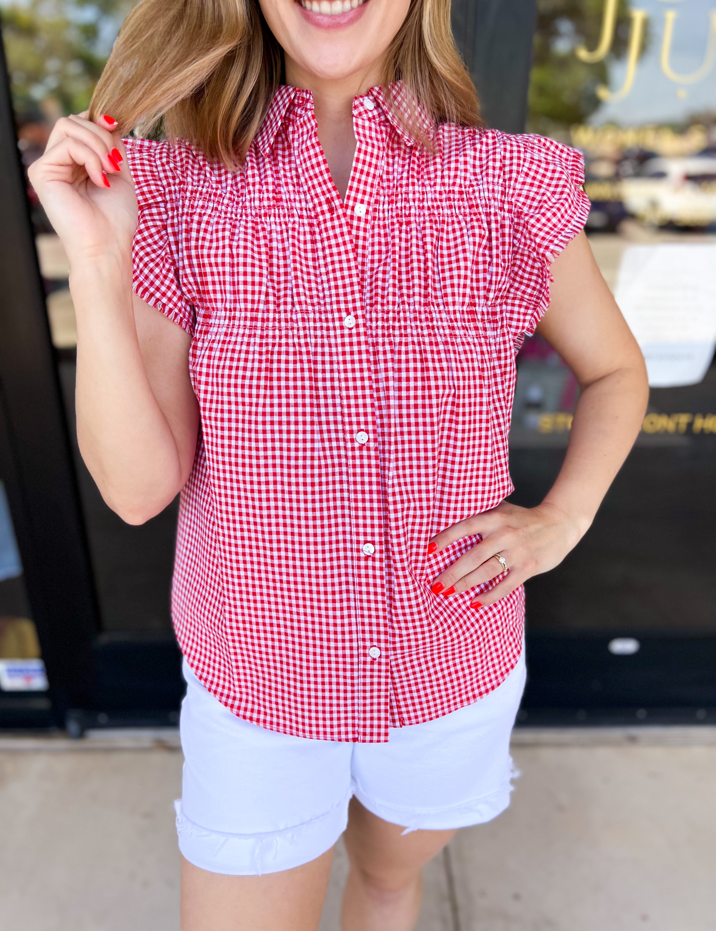 Sweet As Can Be Blouse - Red-200 Fashion Blouses-OLIVACEOUS-July & June Women's Fashion Boutique Located in San Antonio, Texas