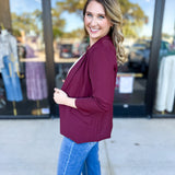 The Blair Blazer - Wine-600 Outerwear-SKIES ARE BLUE-July & June Women's Fashion Boutique Located in San Antonio, Texas