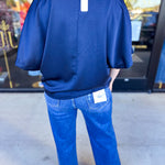 Pink Friday Doorbuster - Classic Satin Blouse - Navy - IN STORE-PINK FRIDAY DOORBUSTERS-GLAM-July & June Women's Fashion Boutique Located in San Antonio, Texas
