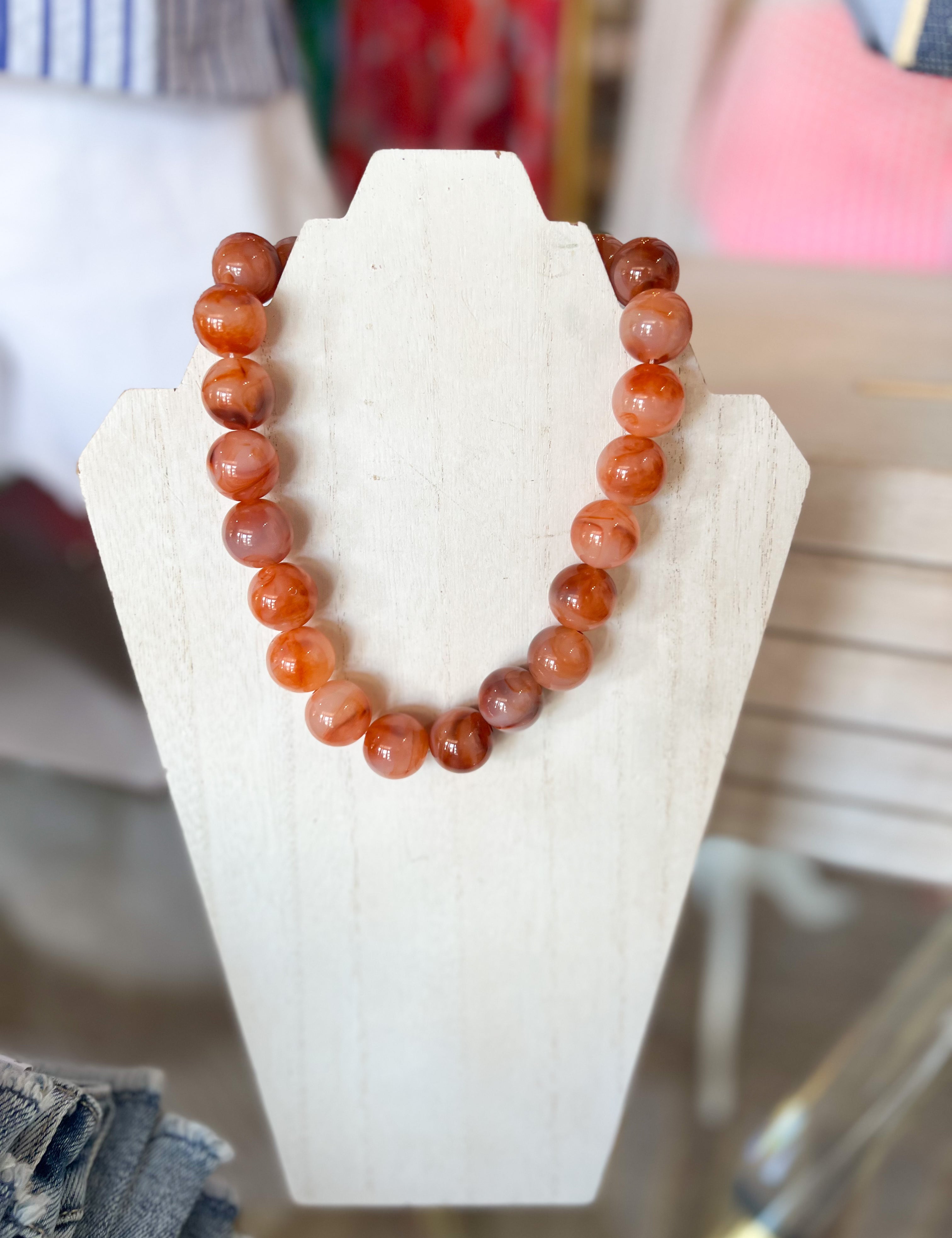 Ava Chunky Beaded Necklace - Rust Mix-110 Jewelry & Hair-Gemelli-July & June Women's Fashion Boutique Located in San Antonio, Texas