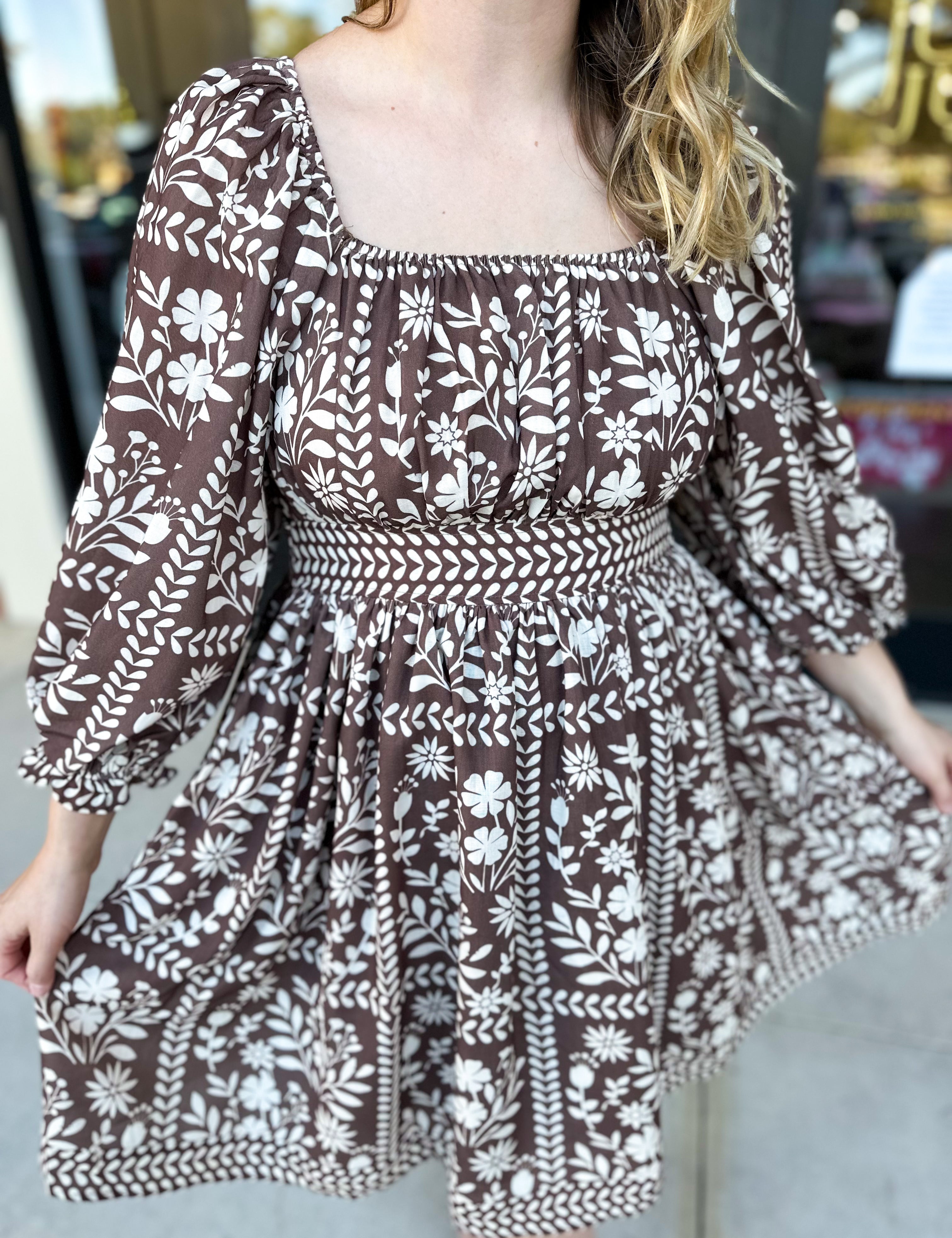 The Wrenlee Mini Dress - Chocolate Brown-510 Mini-POLOGRAM-July & June Women's Fashion Boutique Located in San Antonio, Texas