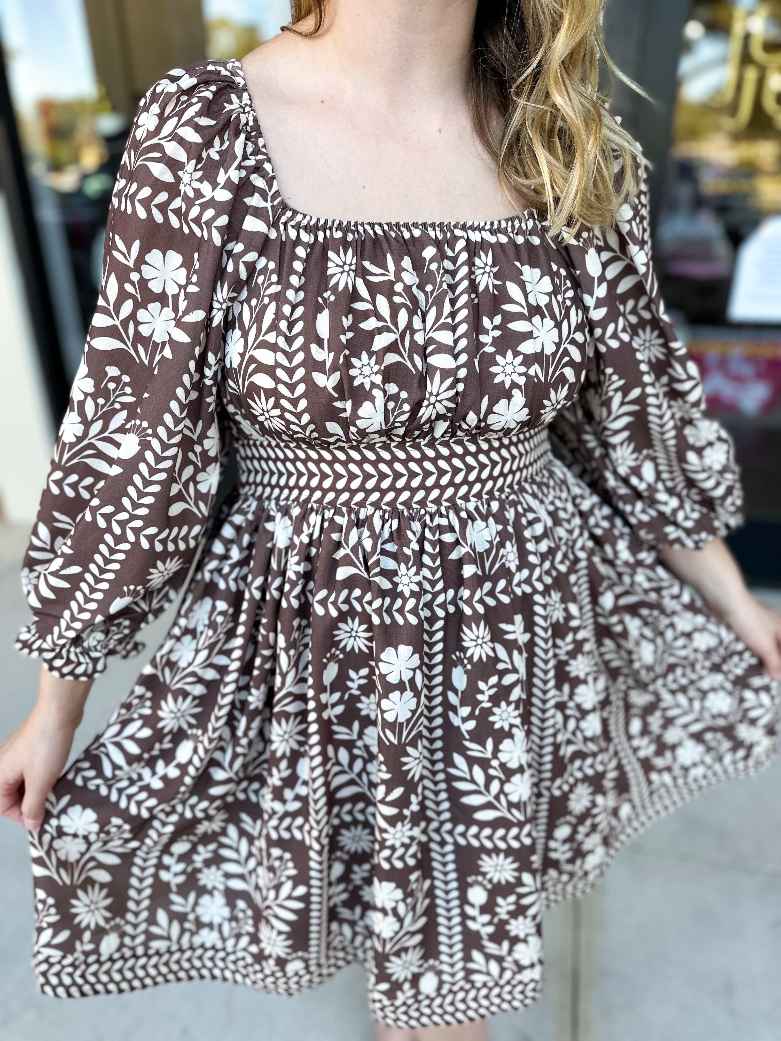 The Wrenlee Mini Dress - Chocolate Brown-510 Mini-POLOGRAM-July & June Women's Fashion Boutique Located in San Antonio, Texas