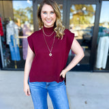 The Abigail Sweater Top - Burgundy-230 Sweaters/Cardis-ENTRO-July & June Women's Fashion Boutique Located in San Antonio, Texas