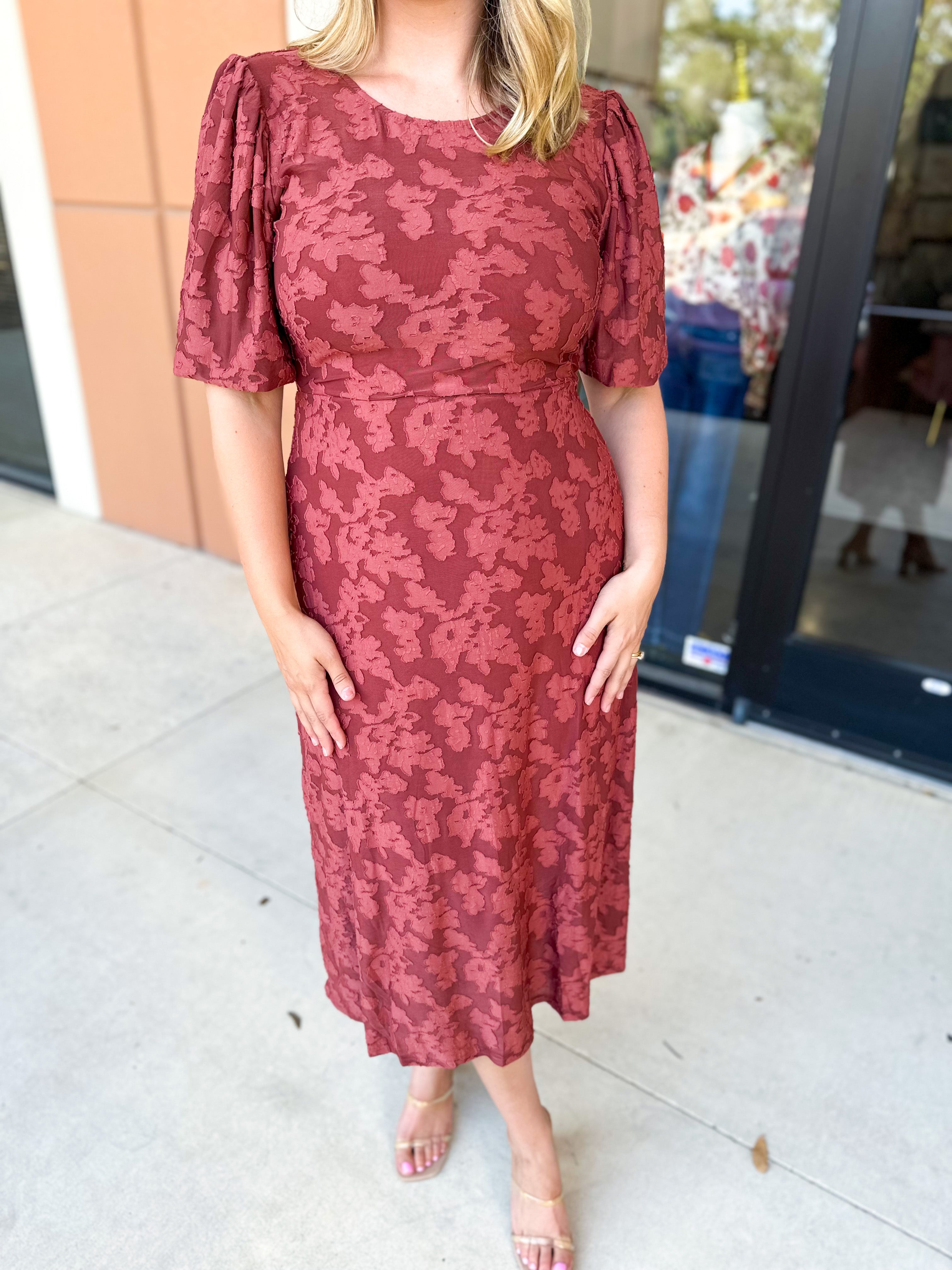Fall Lace Midi Dress - Rose-500 Midi-POLOGRAM-July & June Women's Fashion Boutique Located in San Antonio, Texas