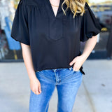 Back To Work Blouse - Black-200 Fashion Blouses-JODIFL-July & June Women's Fashion Boutique Located in San Antonio, Texas