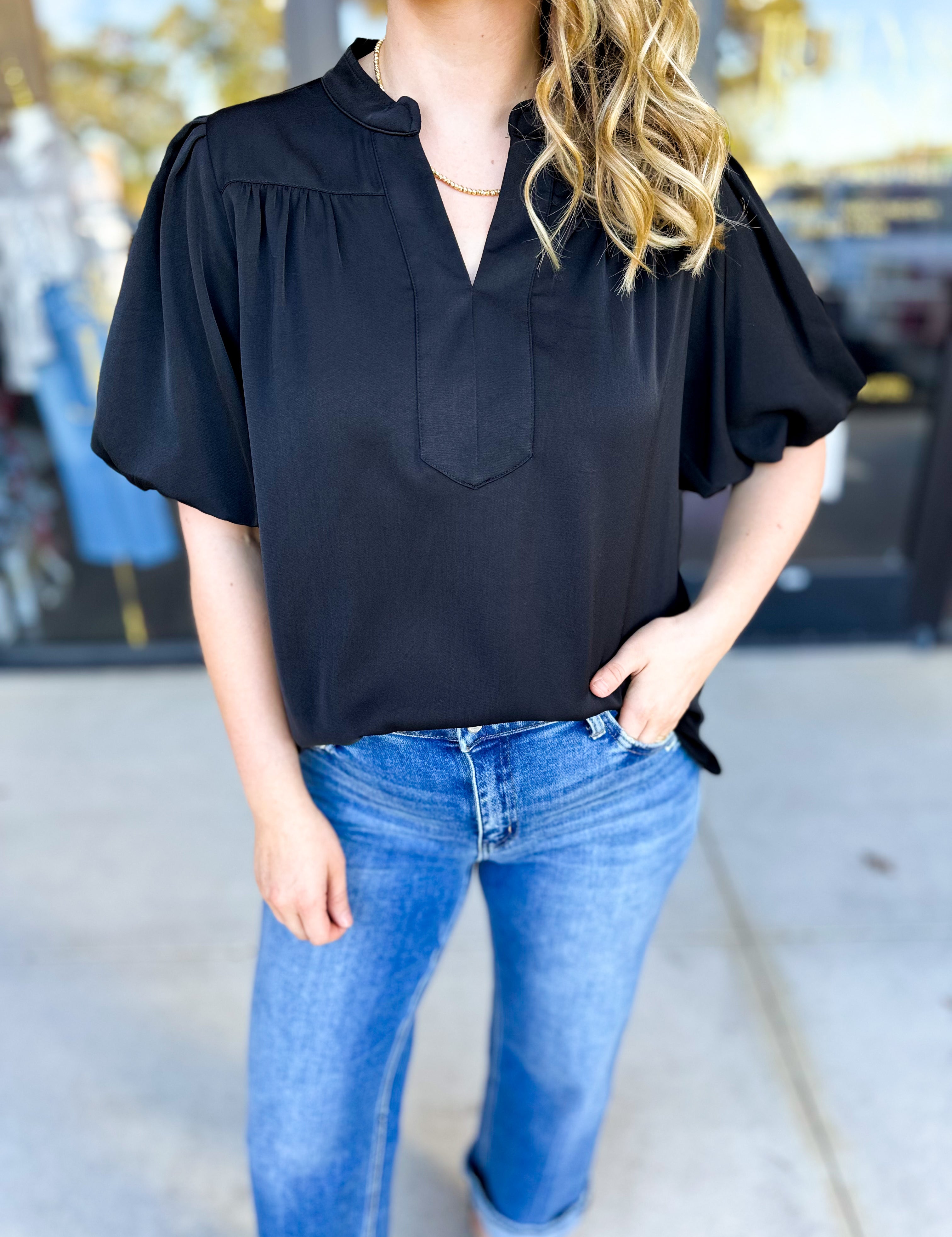 Back To Work Blouse - Black-200 Fashion Blouses-JODIFL-July & June Women's Fashion Boutique Located in San Antonio, Texas
