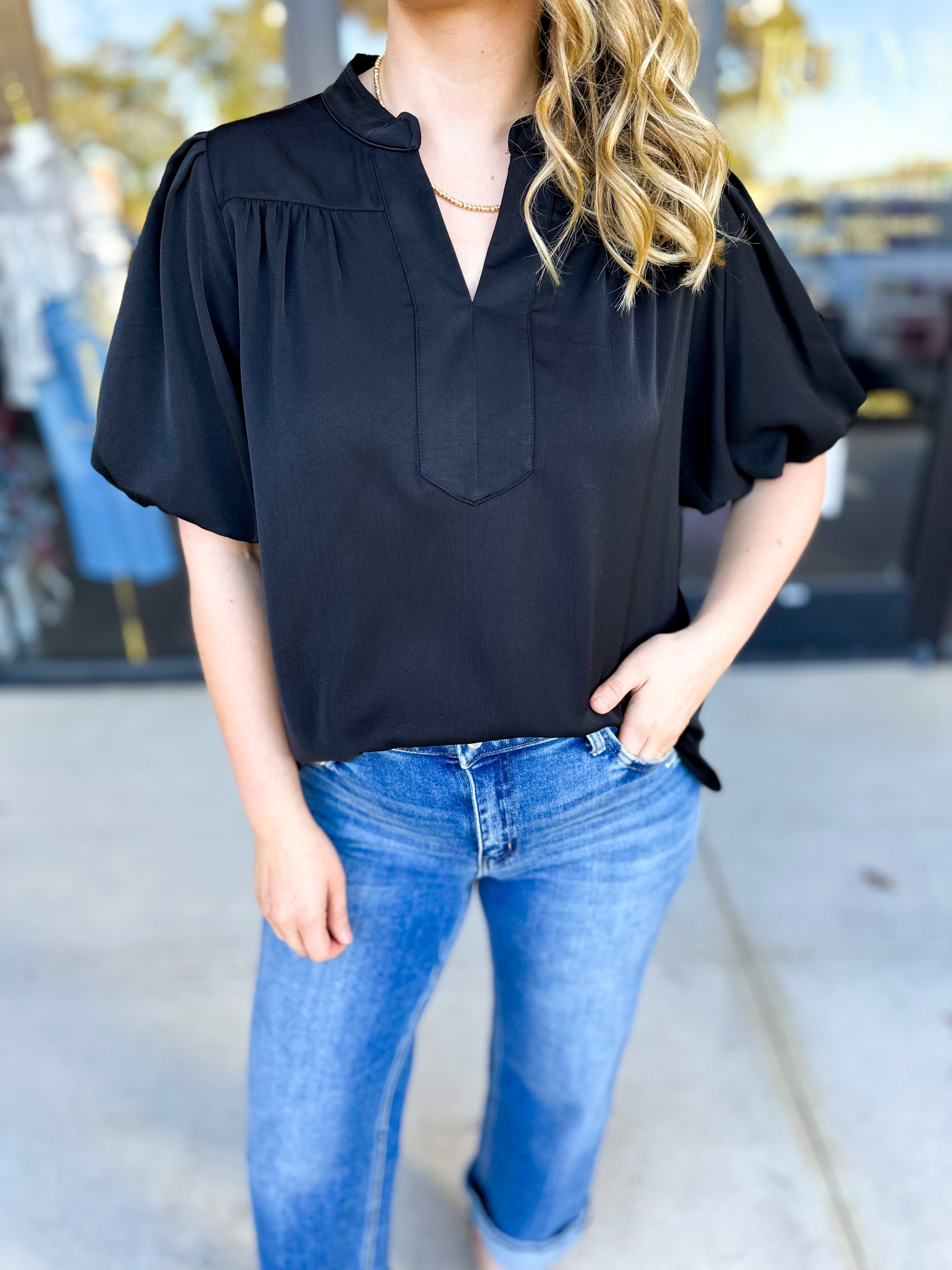 Back To Work Blouse - Black-200 Fashion Blouses-JODIFL-July & June Women's Fashion Boutique Located in San Antonio, Texas