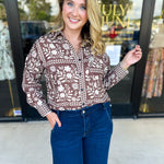 The Wrenlee Blouse - Chocolate Brown-200 Fashion Blouses-POLOGRAM-July & June Women's Fashion Boutique Located in San Antonio, Texas