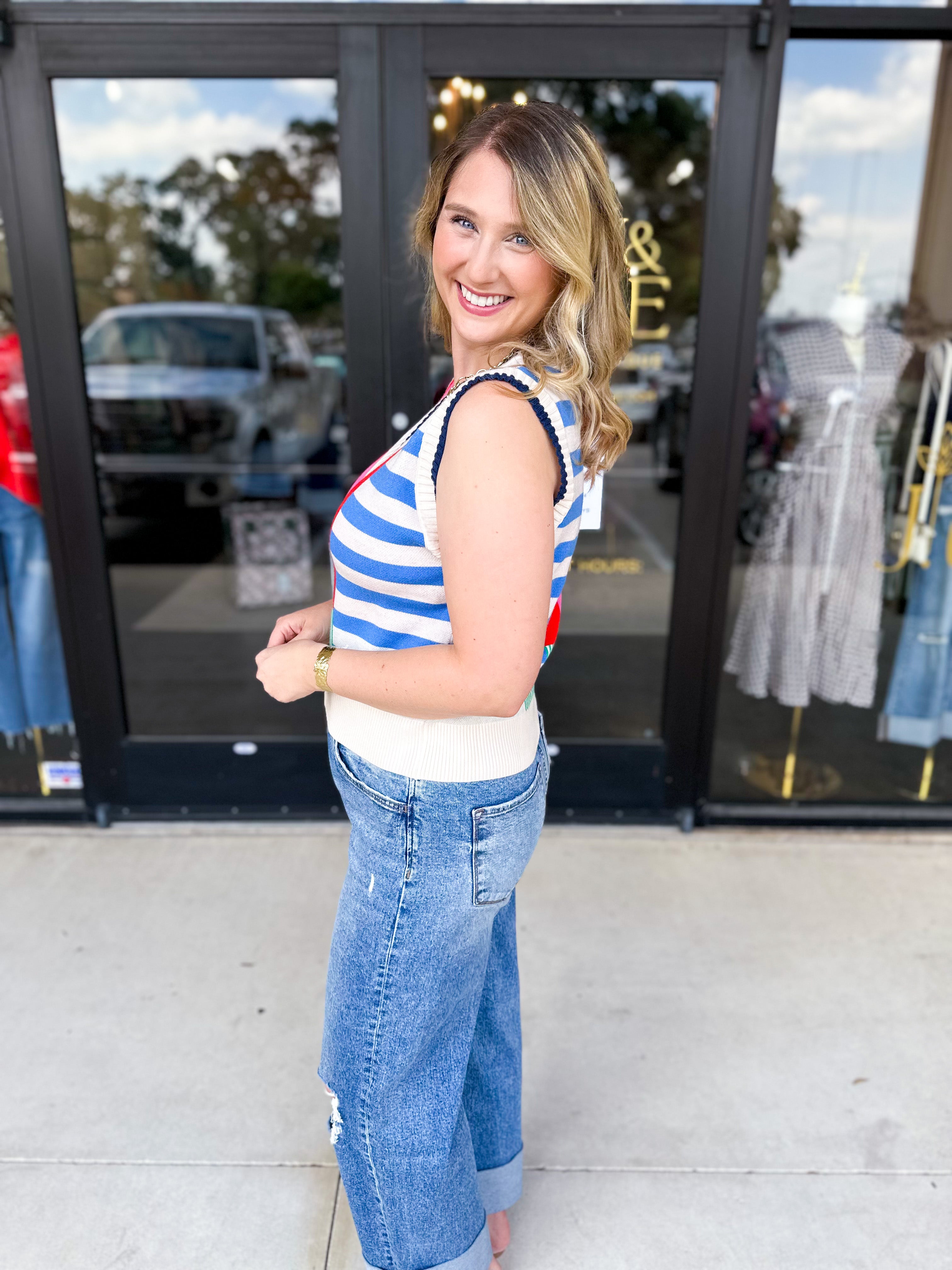 THML - Sleeveless Colorful Sweater Top-230 Sweaters/Cardis-THML-July & June Women's Fashion Boutique Located in San Antonio, Texas