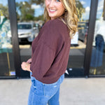 The Kimmy Sweater Top - Brown-230 Sweaters/Cardis-ENTRO-July & June Women's Fashion Boutique Located in San Antonio, Texas