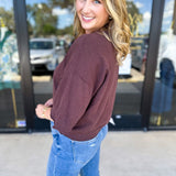 The Kimmy Sweater Top - Brown-230 Sweaters/Cardis-ENTRO-July & June Women's Fashion Boutique Located in San Antonio, Texas