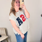 Lace USA Muscle Tee-210 Casual Blouses-PEACH LOVE-July & June Women's Fashion Boutique Located in San Antonio, Texas