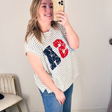 Lace USA Muscle Tee-210 Casual Blouses-PEACH LOVE-July & June Women's Fashion Boutique Located in San Antonio, Texas
