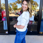 Pink Friday Doorbuster - Chic Short Sleeve Sweater Top - Ivory - ONLINE-PINK FRIDAY DOORBUSTERS-ZENANA-July & June Women's Fashion Boutique Located in San Antonio, Texas