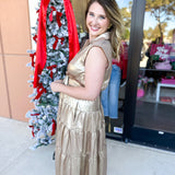 Champagne Collard Midi Dress-500 Midi-ENTRO-July & June Women's Fashion Boutique Located in San Antonio, Texas