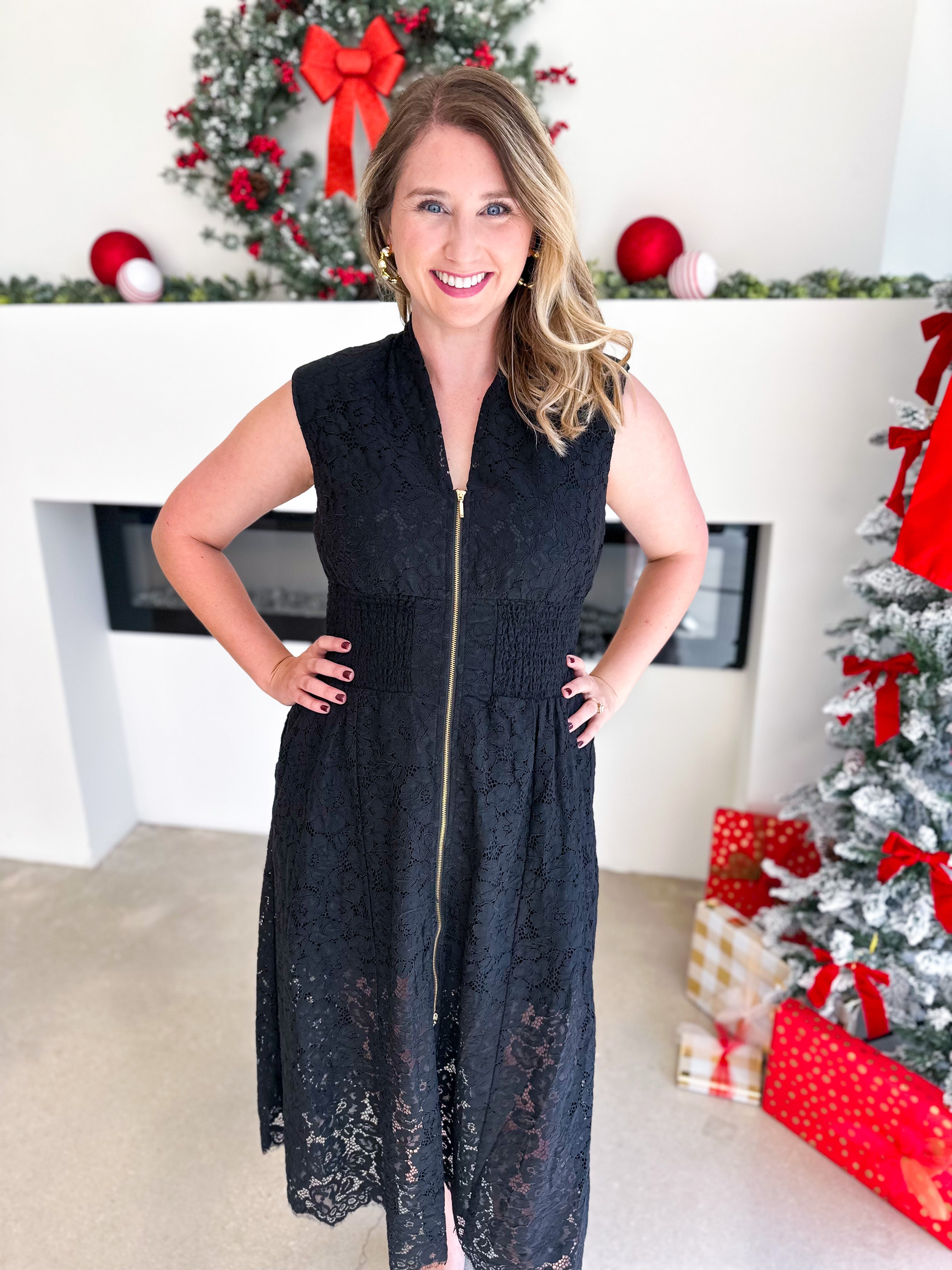 Elegant Lace Midi Dress - Black-500 Midi-FATE-July & June Women's Fashion Boutique Located in San Antonio, Texas