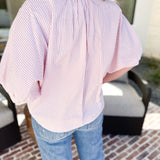 Stripe Dolman Blouse - Pink-200 Fashion Blouses-ALLIE ROSE-July & June Women's Fashion Boutique Located in San Antonio, Texas