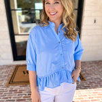 The Move with Grace Top - Blue-200 Fashion Blouses-ENTRO-July & June Women's Fashion Boutique Located in San Antonio, Texas