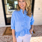 The Move with Grace Top - Blue-200 Fashion Blouses-ENTRO-July & June Women's Fashion Boutique Located in San Antonio, Texas