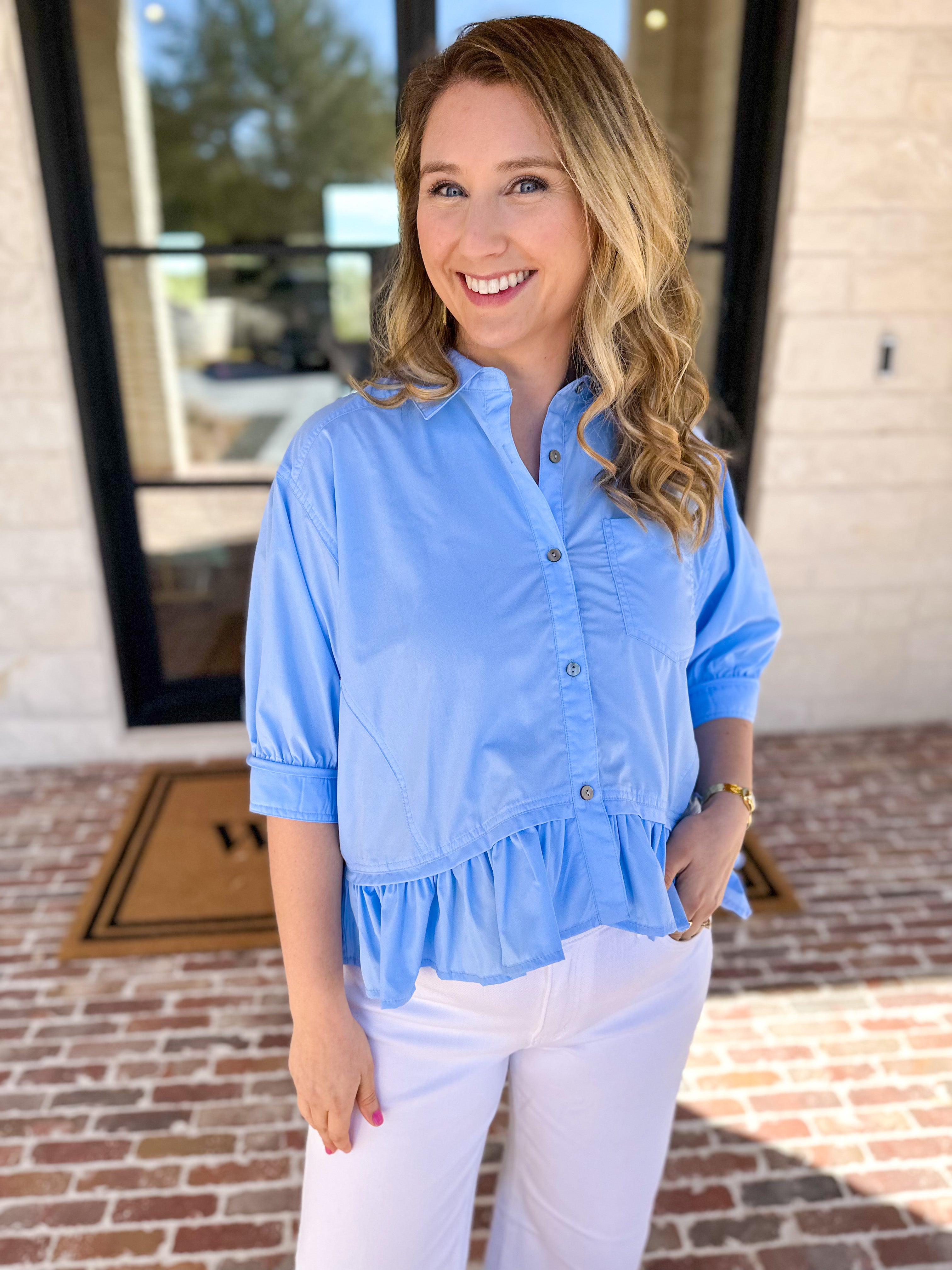 The Move with Grace Top - Blue-200 Fashion Blouses-ENTRO-July & June Women's Fashion Boutique Located in San Antonio, Texas