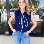 The Kate Sweater Vest - Navy-230 Sweaters/Cardis-ENTRO-July & June Women's Fashion Boutique Located in San Antonio, Texas